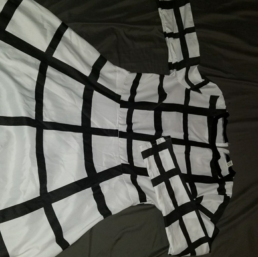 white and black dress